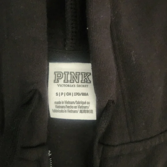 Victoria's Secret Pink Black Hoodie Jacket Size Small - Picture 2 of 6